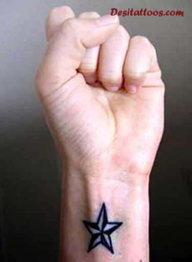 Black Jain Nautical Star Tattoo On Wrist