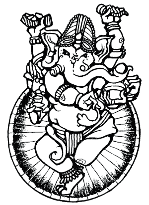 Black Outline Jain Ganesha Tattoo Stencil