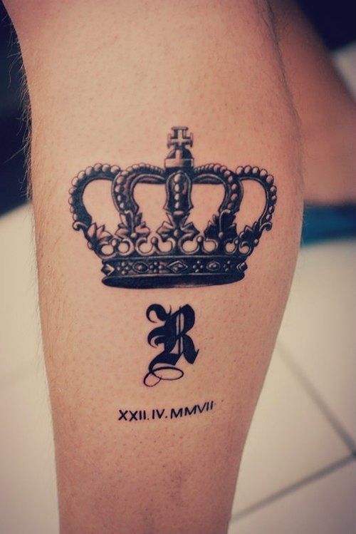 Black Queen Crown Tattoo Design For Leg