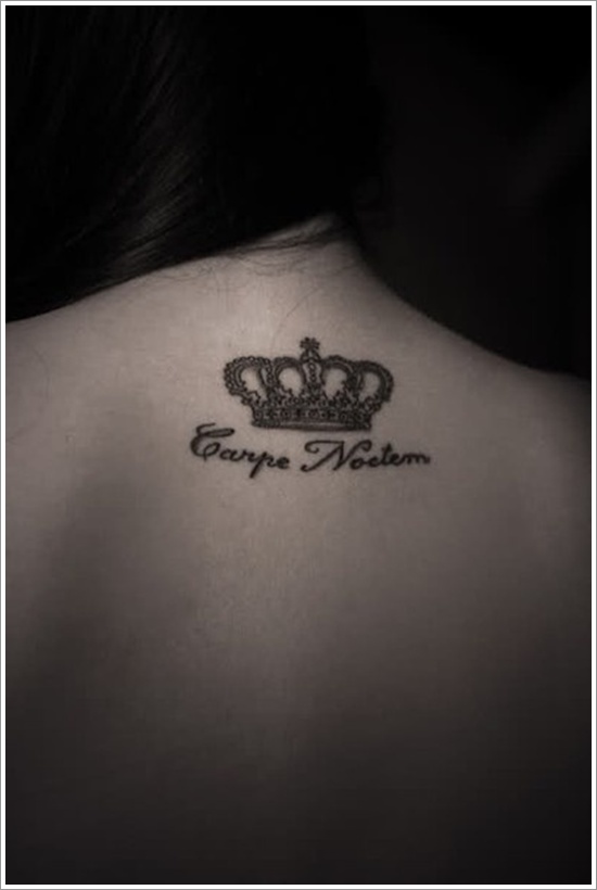 Black Queen Crown Tattoo On Back