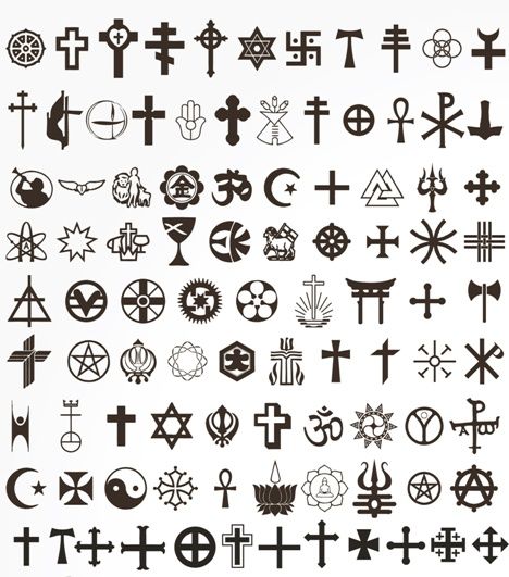 Black Religious Symbols Tattoo Flash For Men