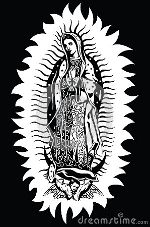 Black Saint Mary Mother Of God Tattoo Stencil