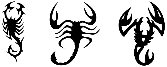 Black Three Tribal Scorpion Tattoo Stencil