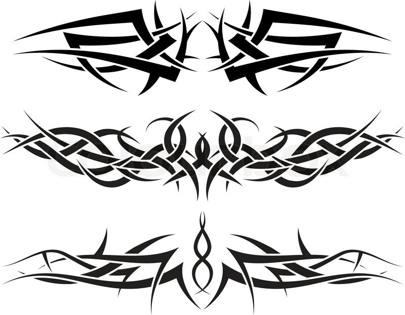 Black Three Tribal Vampire Tattoo Stencil