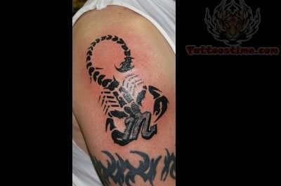 Black Tribal Scorpion Tattoo Design For Upper Arm