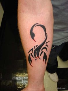 Black Tribal Scorpion Tattoo On Forearm