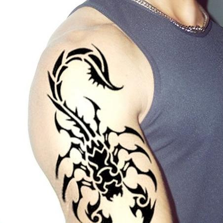 Black Tribal Scorpion Tattoo On Man Right Shoulder