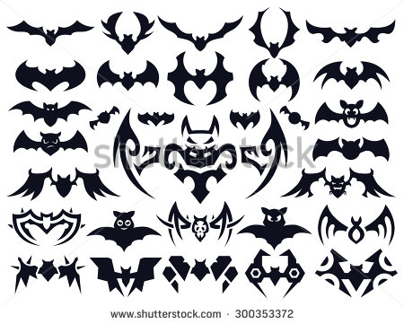 Black Tribal Vampire Bat Tattoo Flash