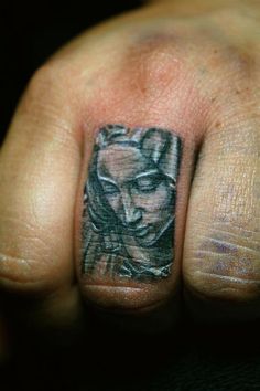 Classic Saint Mary Mother Of God Tattoo On Finger
