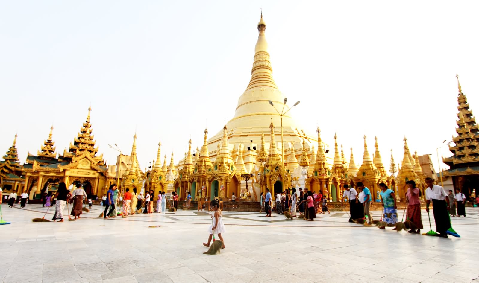 Cleaning Time At The Shwedagon Pagoda, Yangon