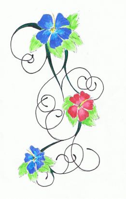 Colored Hibiscus Tattoo Design