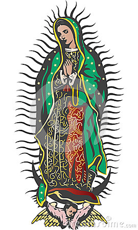Colorful Saint Mary Mother Of God Tattoo Design