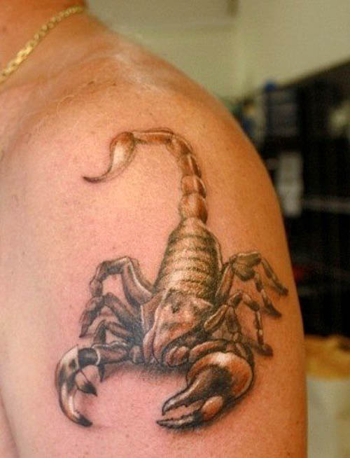 Cool 3D Scorpion Tattoo On Shoulder