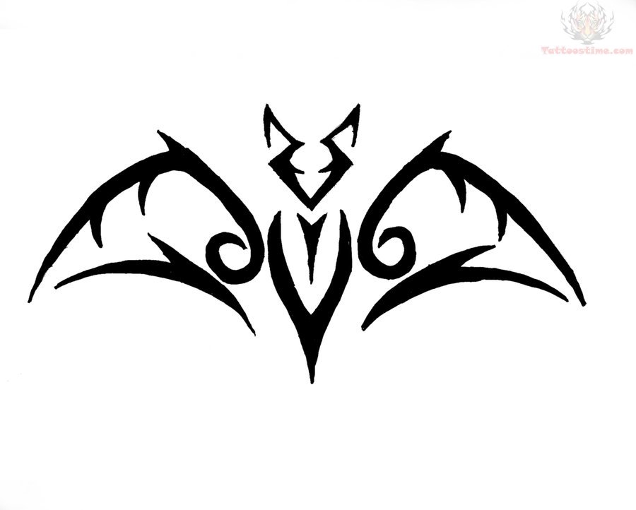 Cool Black Tribal Vampire Bat Tattoo Design