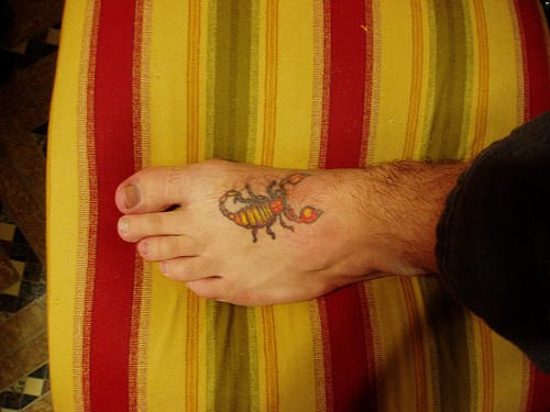 Cool Scorpion Tattoo On Left Foot