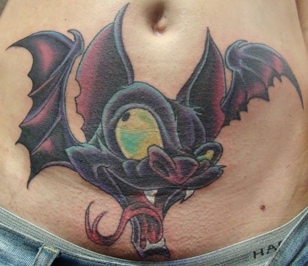 Cool Vampire Bat Tattoo On Man Stomach