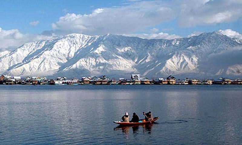 Dal Lake Surrounded With Snow Covered Mountains