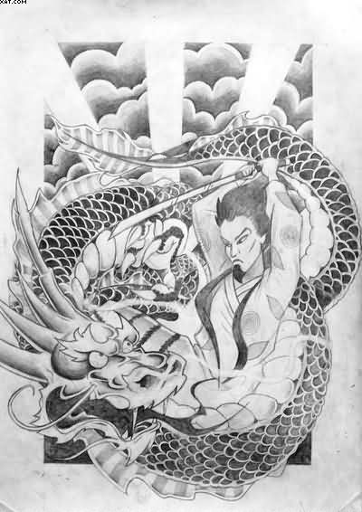 Dragon Samurai Tattoo Design Sample