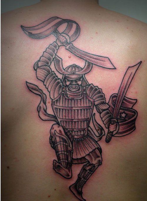 Elegant Samurai Tattoo On Back
