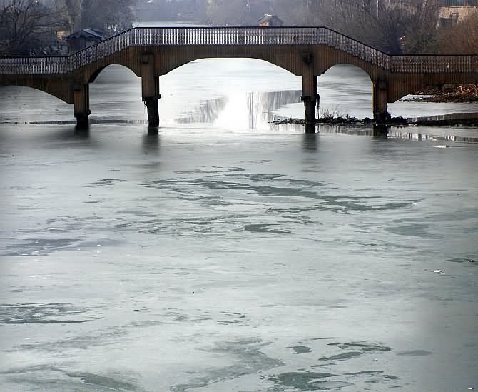 Famous Dal Lake Frozen During Winter Season
