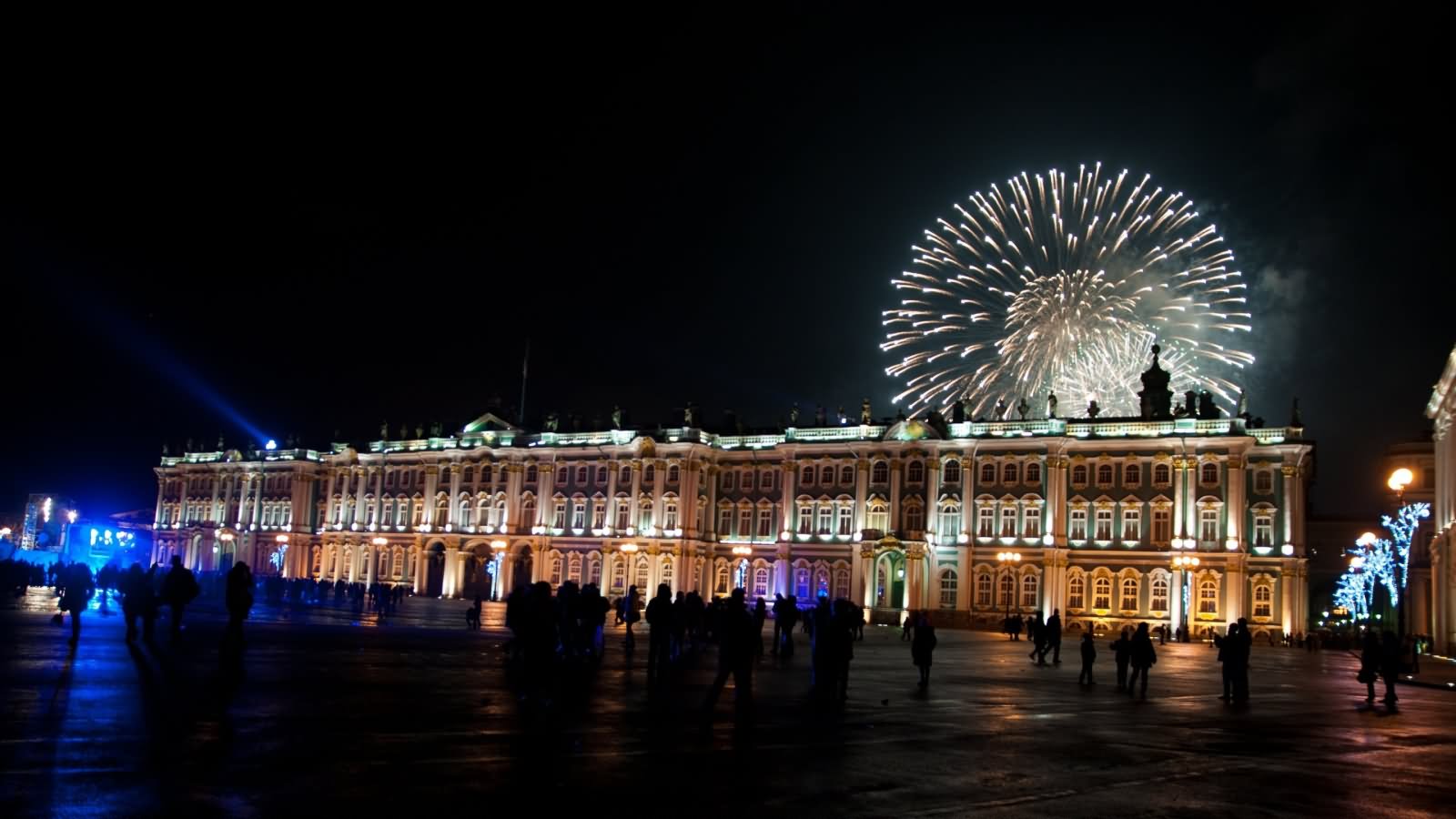 Fireworks Over The Hermitage Museum During New Year Night Eve