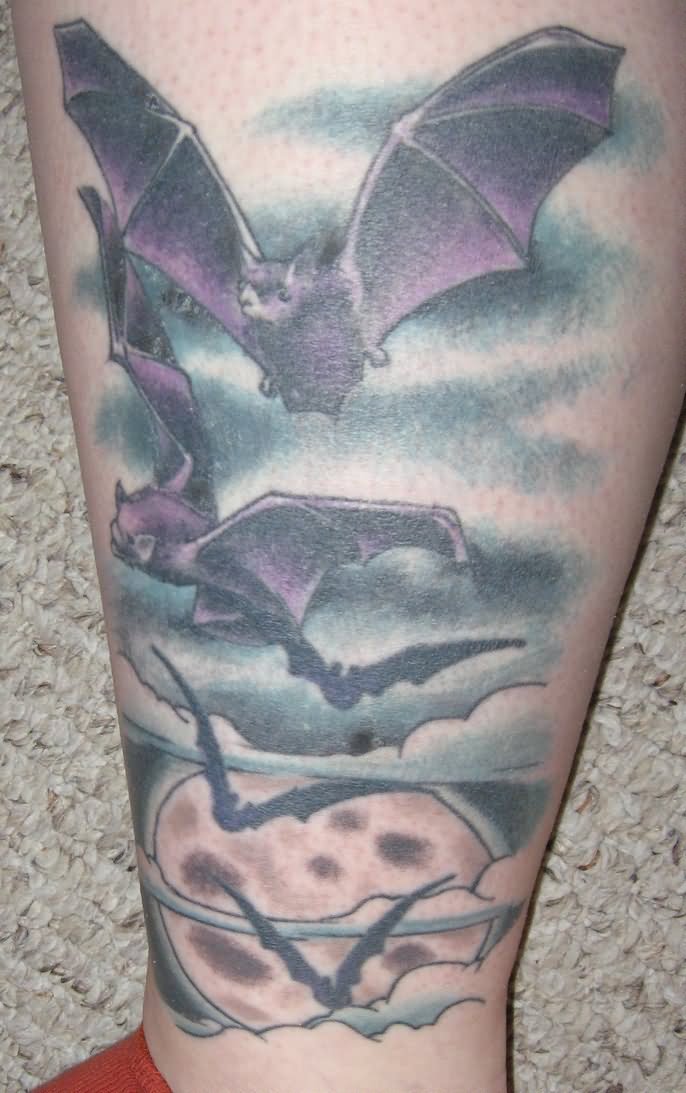 Flying Vampire Bats Tattoo Design