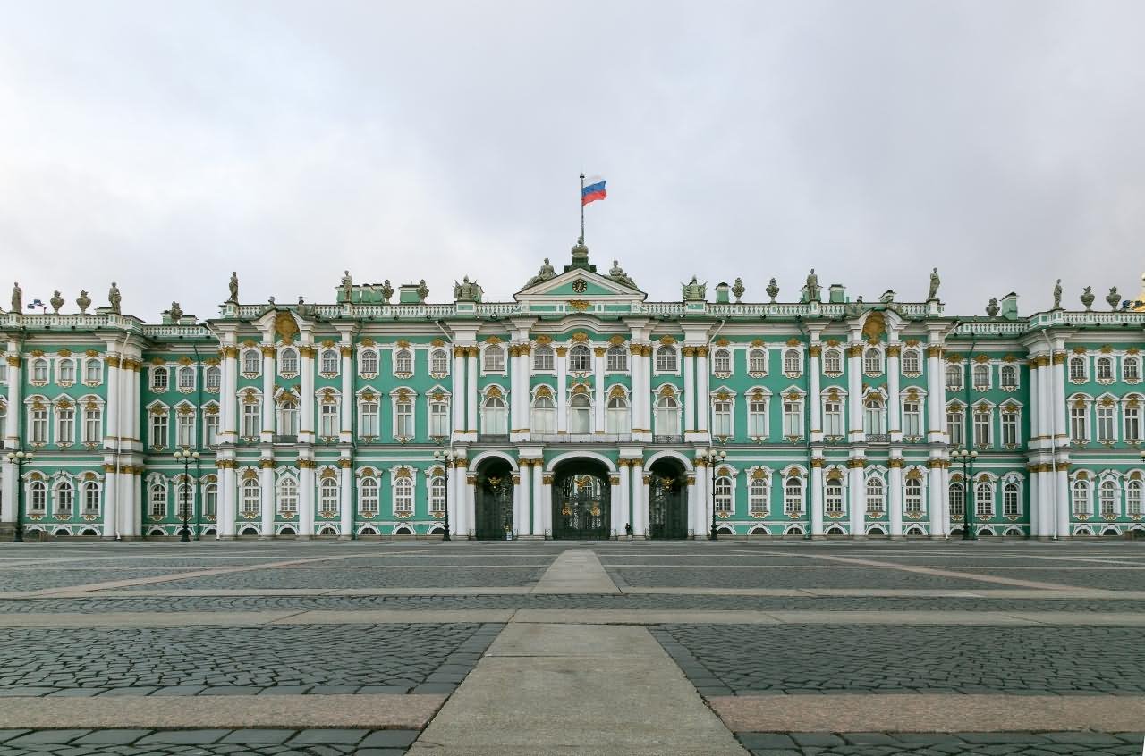 Front Facade View Of Hermitage Museum In Russia
