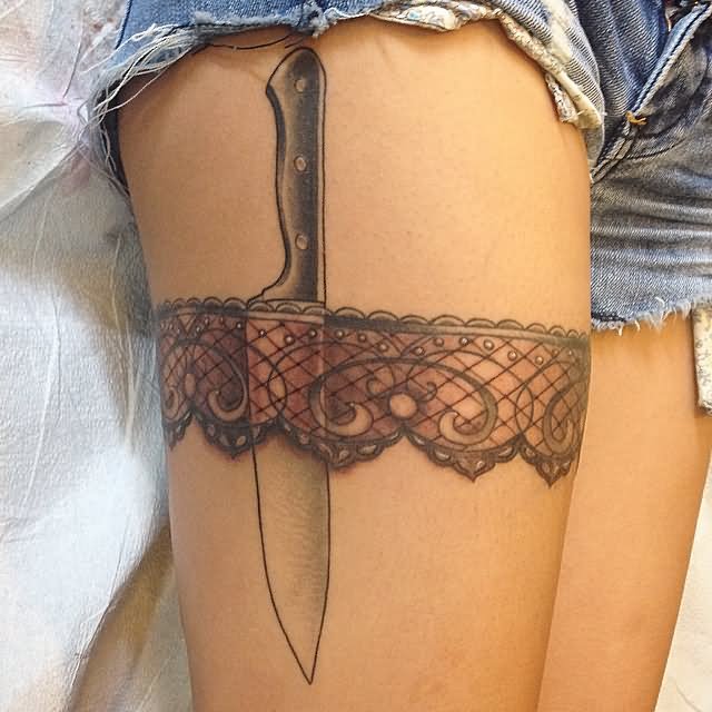 Garter Belt With Knife Tattoo