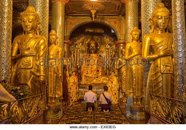 Golden Devotional Hall Of Lord Buddha Inside The Shwedagon Pagoda, Yangon