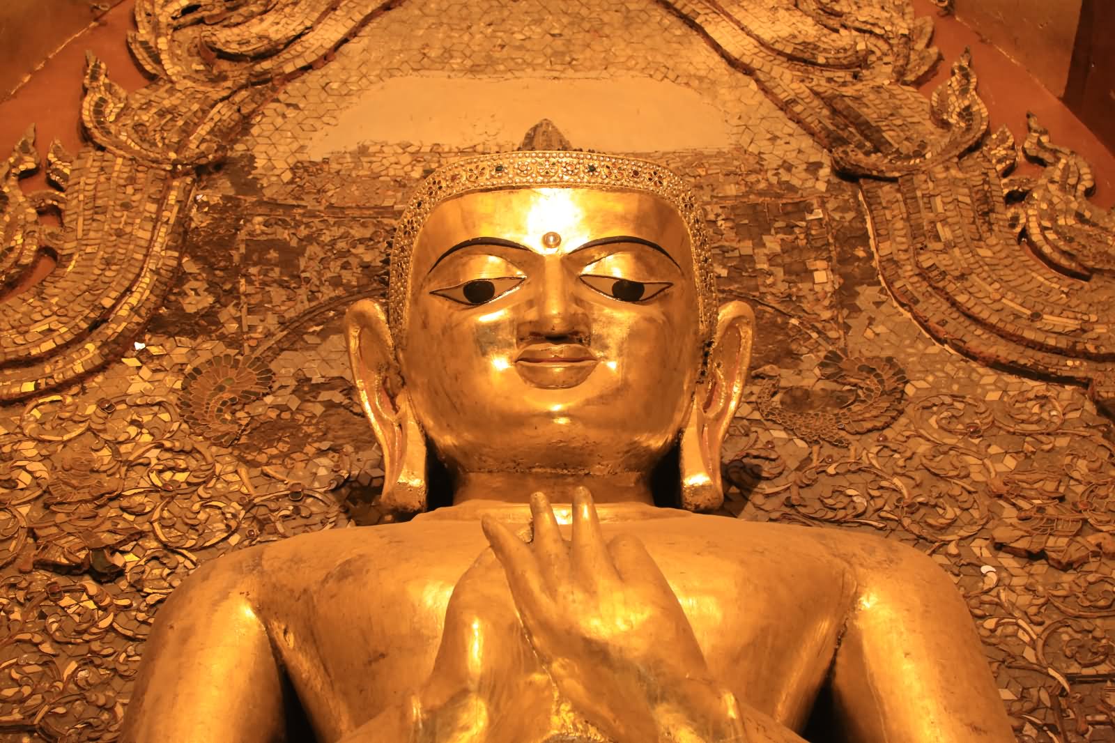 Golden Statue Of Buddha Inside Myanmar