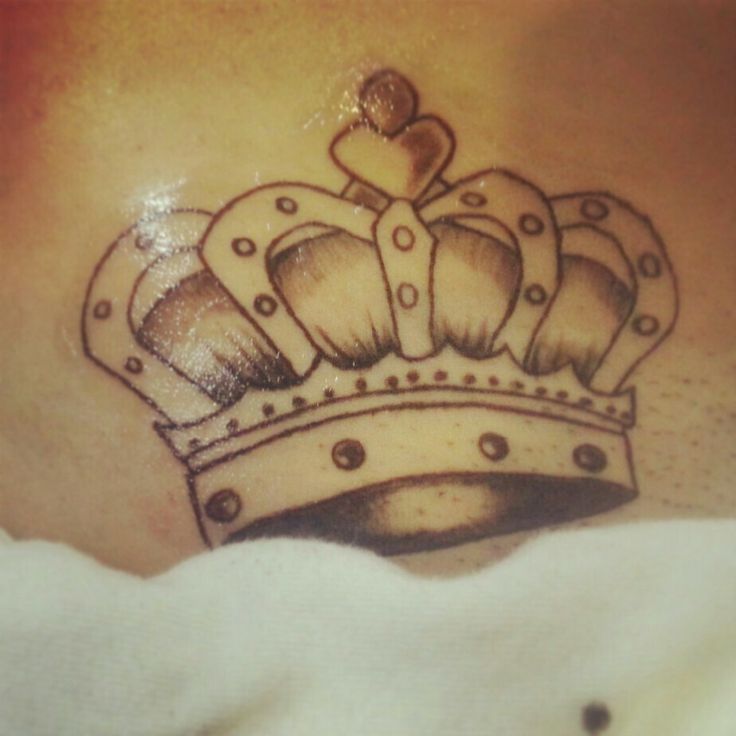 Grey Ink Queen Crown Tattoo Design