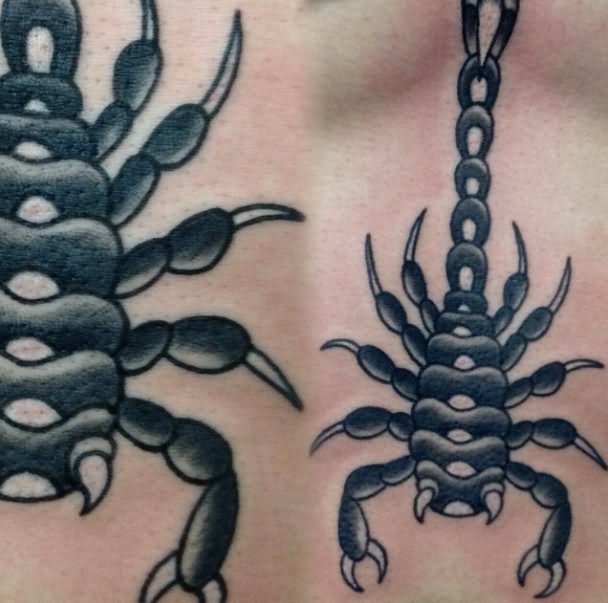 Grey Ink Traditional Scorpion Tattoo Design