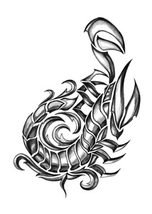 Grey Ink Tribal Scorpion Tattoo Design