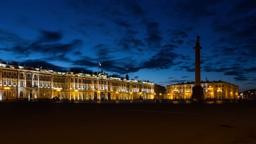 Hermitage Museum At St. Petersburg At Night
