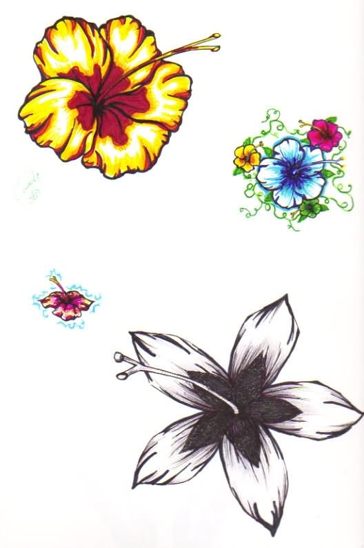 Hibiscus Flowers Tattoos Design Idea
