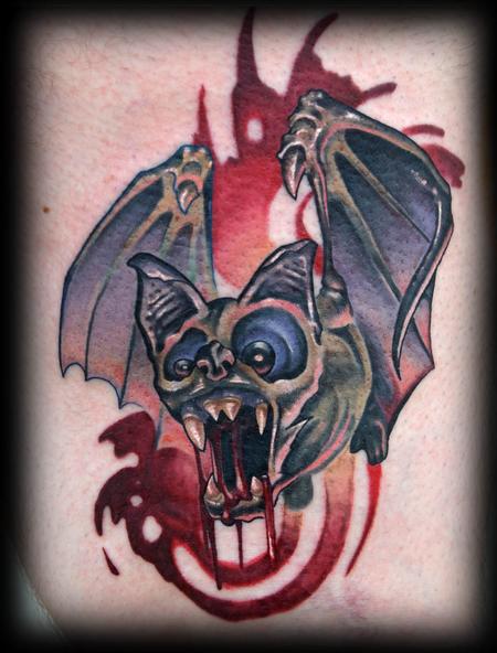 Horror Vampire Bat Tattoo Design
