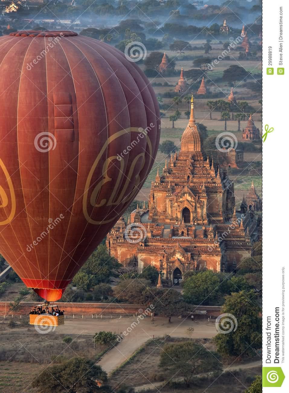 Hot Air Balloon View With Sulamani Temple, Myanmar