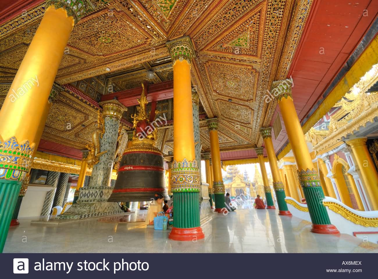 Interiors Of Buddhist Temple Shwedagon Pagoda In Yangon