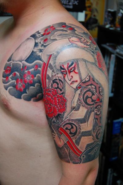 Japanese Samurai Tattoo Left Shoulder by Illsynapse