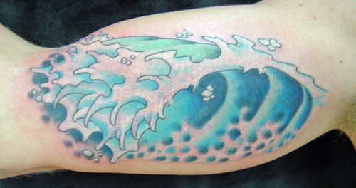 Japanese Wave Tattoo On Inner Bicep