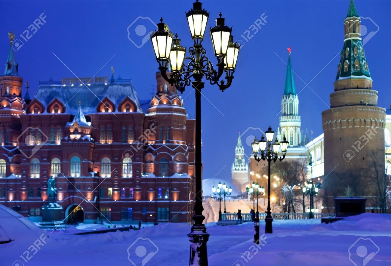 Kremlin Towers In Moscow During Snow Picture