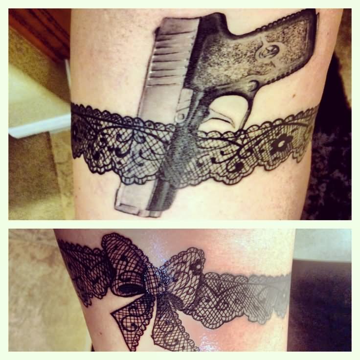 Lace Garter Tattoo On Thigh