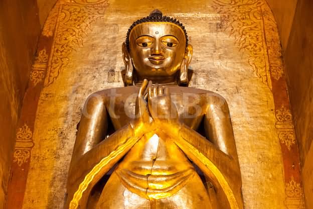 Large Golden Kassapa Buddha Statue Inside The Ananda Temple