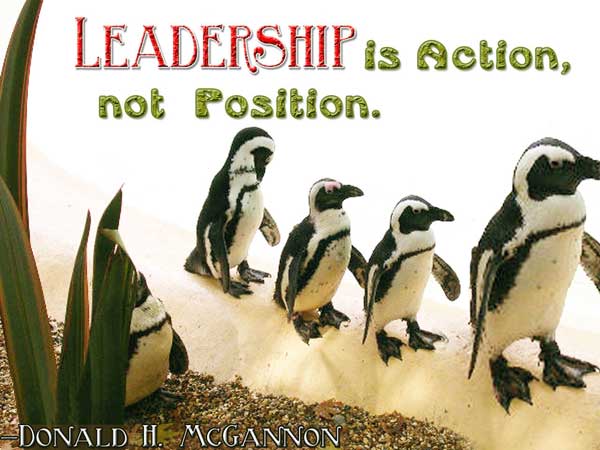 Leadership is action, not position.  - Donald H. McGannon