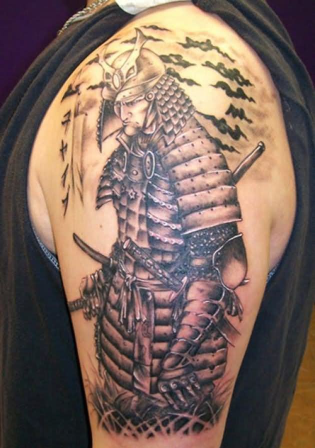 Left Half Sleeve Samurai Warrior Tattoo