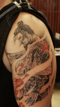 Left Shoulder Samurai Warrior Tattoo