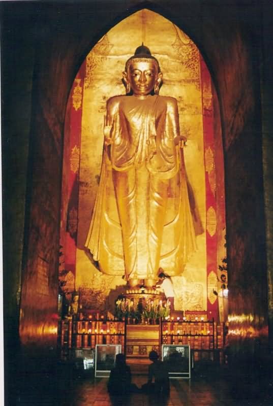 Lord Buddha Golden Statue Inside The Ananda Temple