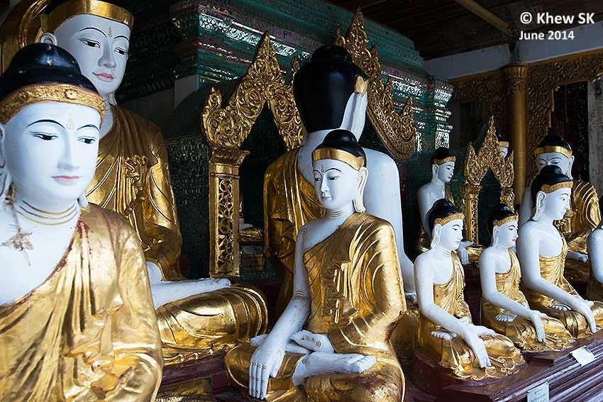 Lord Buddha Statues Inside The Shwedagon Pagoda, Yangon
