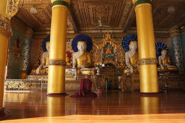Lord Buddha Statues Inside The Shwedagon Pagoda, Myanmar