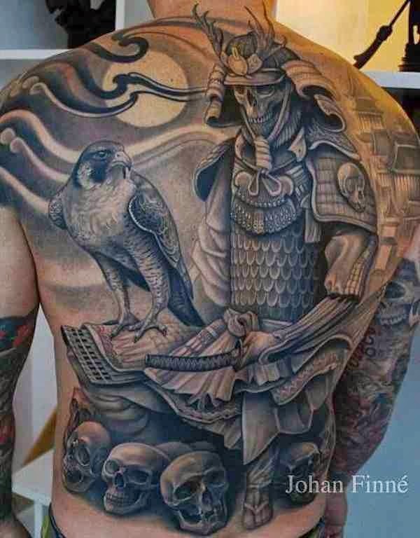Man Full Back Samurai Tattoo